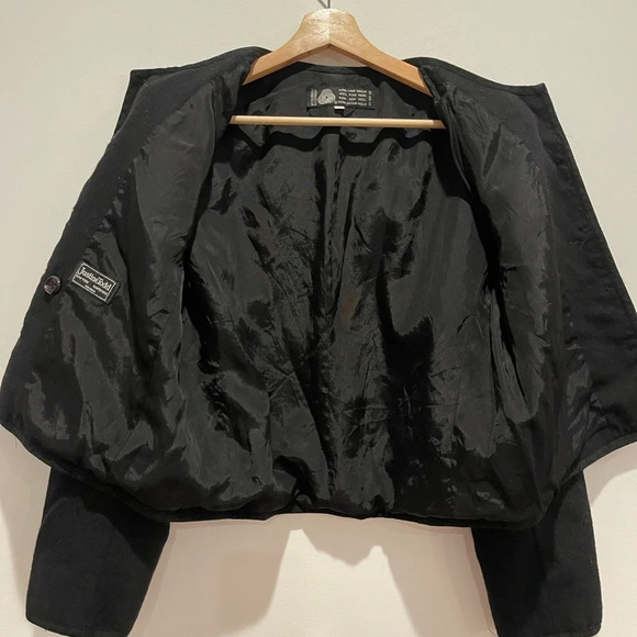 Vintage Justine Todd Black Pure Wool Cropped Blazer rope detail size 14 - Picture 7 of 8